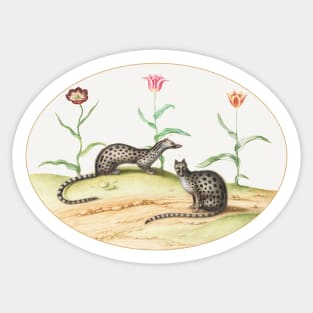 Two Genets with Tulips (1575–1580) Sticker